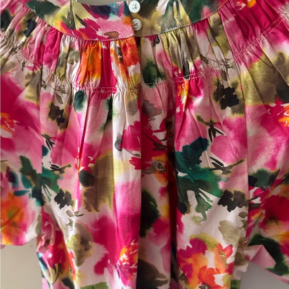 J. Crew Floral Puff Sleeve Top - Pink and Green - Picture 2 of 4